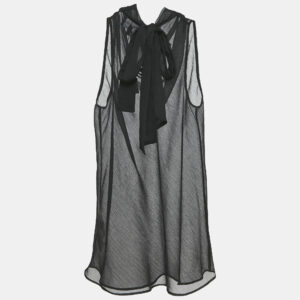 Emporio Armani Black Sheer Crepe Sleeveless Top M