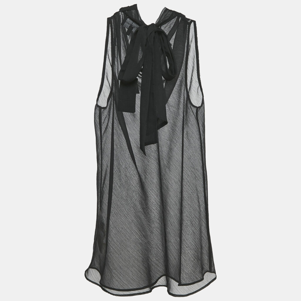 Emporio Armani Black Sheer Crepe Sleeveless Top M