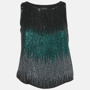 Emporio Armani Black Sequin Silk Tank Top M