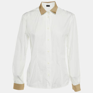 emporio armani white cotton button front shirt m