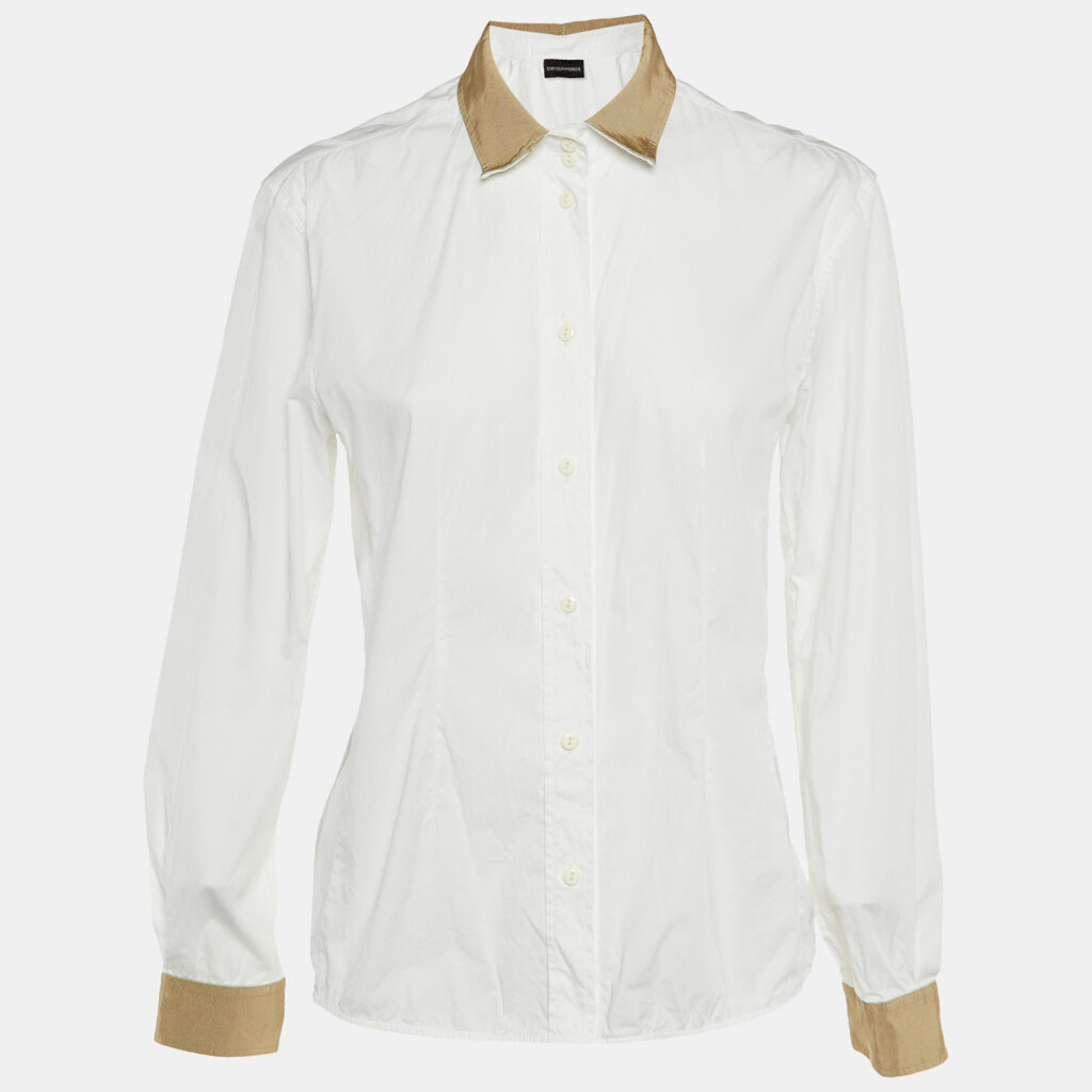 luxury-women-emporio-armani-used-clothes-p1148058-001.jpg Emporio Armani White Cotton Button Front Shirt M