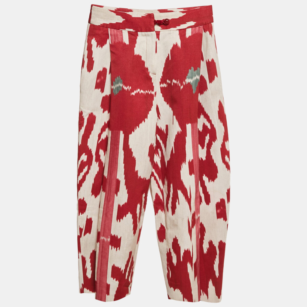 luxury-women-emporio-armani-used-clothes-p1164888-002 Emporio Armani Red Patterned Pleated Wide Leg Trousers S