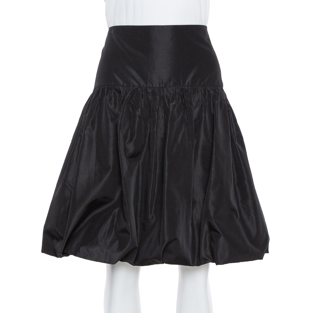 luxury-women-emporio-armani-used-clothes-p366238-006 Emporio Armani Black Taffeta Gathered Short Skirt L