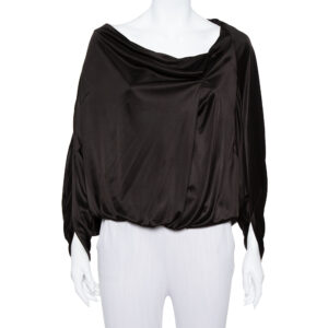 Emporio Armani Black Jersey Button Detail Oversized Top S