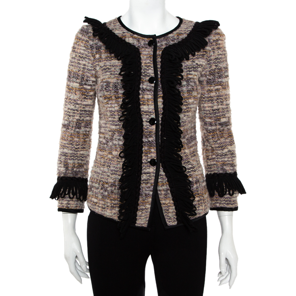 luxury-women-emporio-armani-used-clothes-p386806-003 Emporio Armani Multicolor Tweed Button Front Jacket S