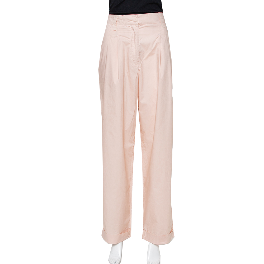 luxury-women-emporio-armani-used-clothes-p411027-001 Emporio Armani Pale Pink Cotton Wide Leg Trousers L
