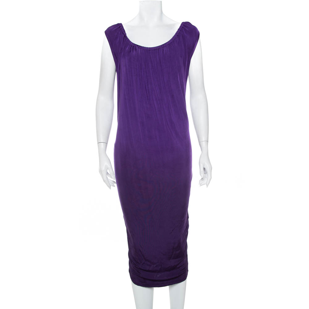 luxury-women-emporio-armani-used-clothes-p413701-001 Emporio Armani Purple Knit Sleeveless Shift Dress M
