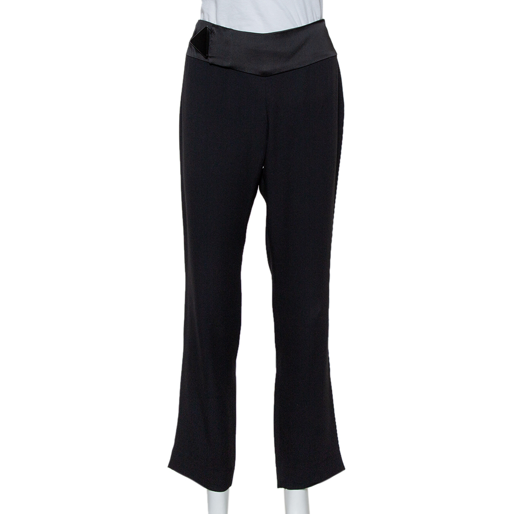 luxury-women-emporio-armani-used-clothes-p416273-007 Emporio Armani Black Crepe Tapered Leg Trousers S