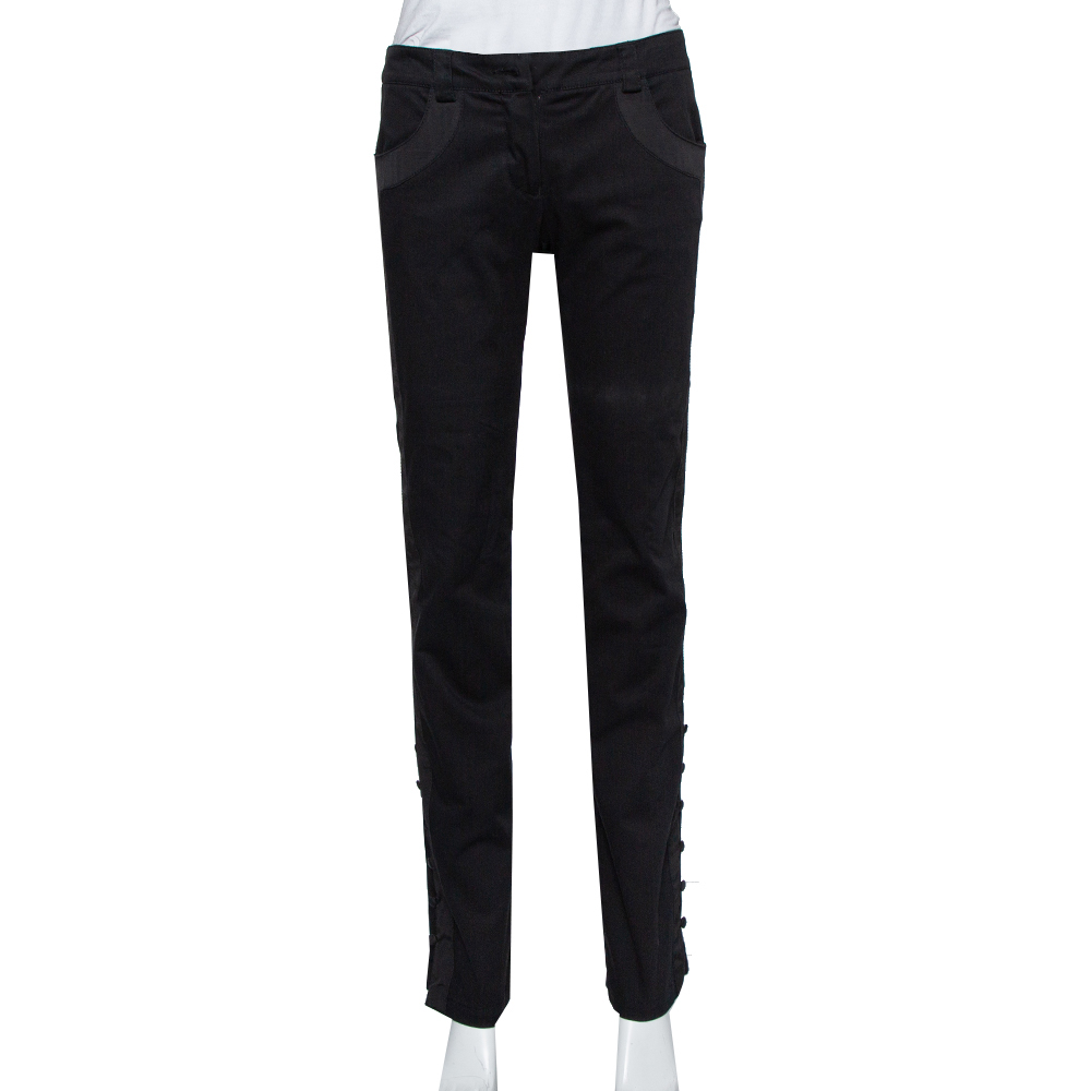 luxury-women-emporio-armani-used-clothes-p424088-001 Emporio Armani Black Side Trim & Button Detail Trousers M