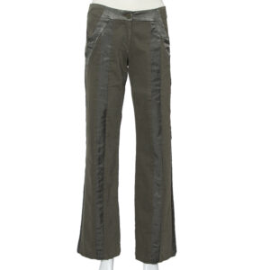 Emporio Armani Military Green Cotton Satin Trim Detail Trousers S