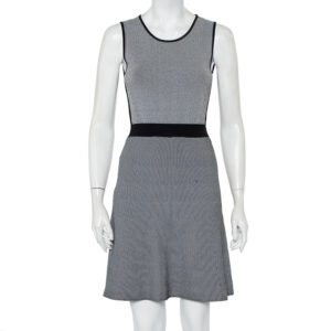 Emporio Armani Monochrome Patterned Knit Skater Dress S