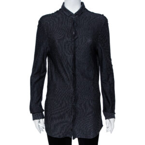 Emporio Armani Black Striped Knit Long Sleeve Shirt M