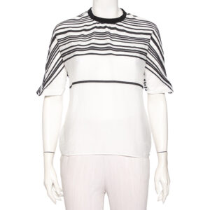 Emporio Armani White Cotton & Silk Striped Detail T-Shirt L