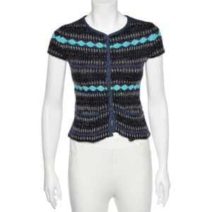 Emporio Armani Multicolor patterned Lurex Knit Button Front Top S