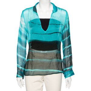 Emporio Armani Blue Printed Silk Top M