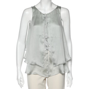 Emporio Armani Pale Green Silk Layered Sleeveless Button Front Top M