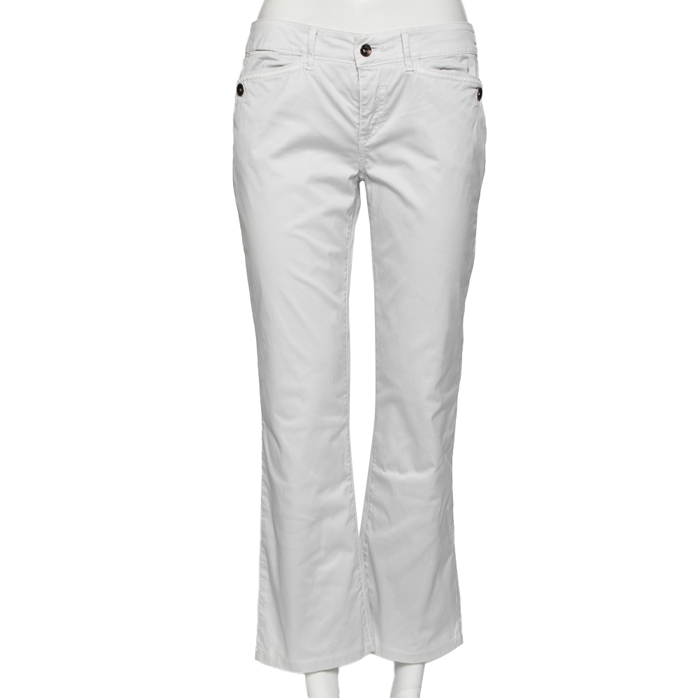 luxury-women-emporio-armani-used-clothes-p597019-001-1 Emporio Armani White Cotton Regular Fit Pants M