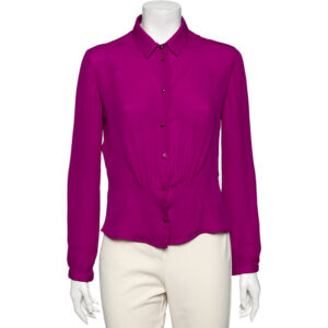 Emporio Armani Purple Silk Button Front Blouse L