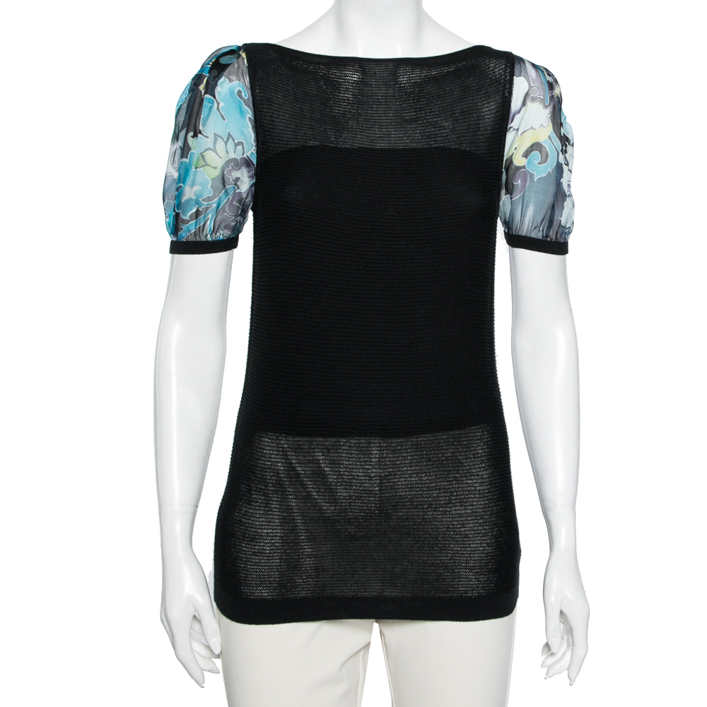 luxury-women-emporio-armani-used-clothes-p606183-003-2 Emporio Armani Black Knit Puff Sleeve Top M