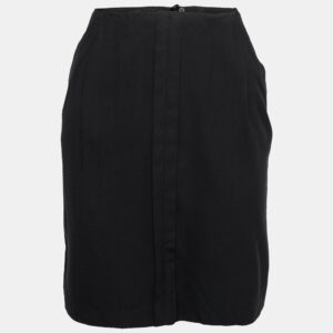 Emporio Armani Black Crepe Pleat Detail Short Skirt M