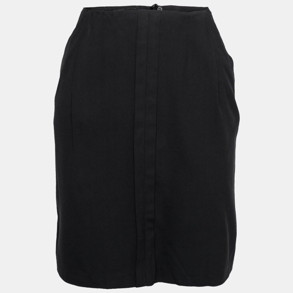 luxury-women-emporio-armani-used-clothes-p643636-001-2 Emporio Armani Black Crepe Pleat Detail Short Skirt M