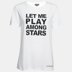 Emporio Armani White Printed Cotton Short Sleeve T-Shirt L