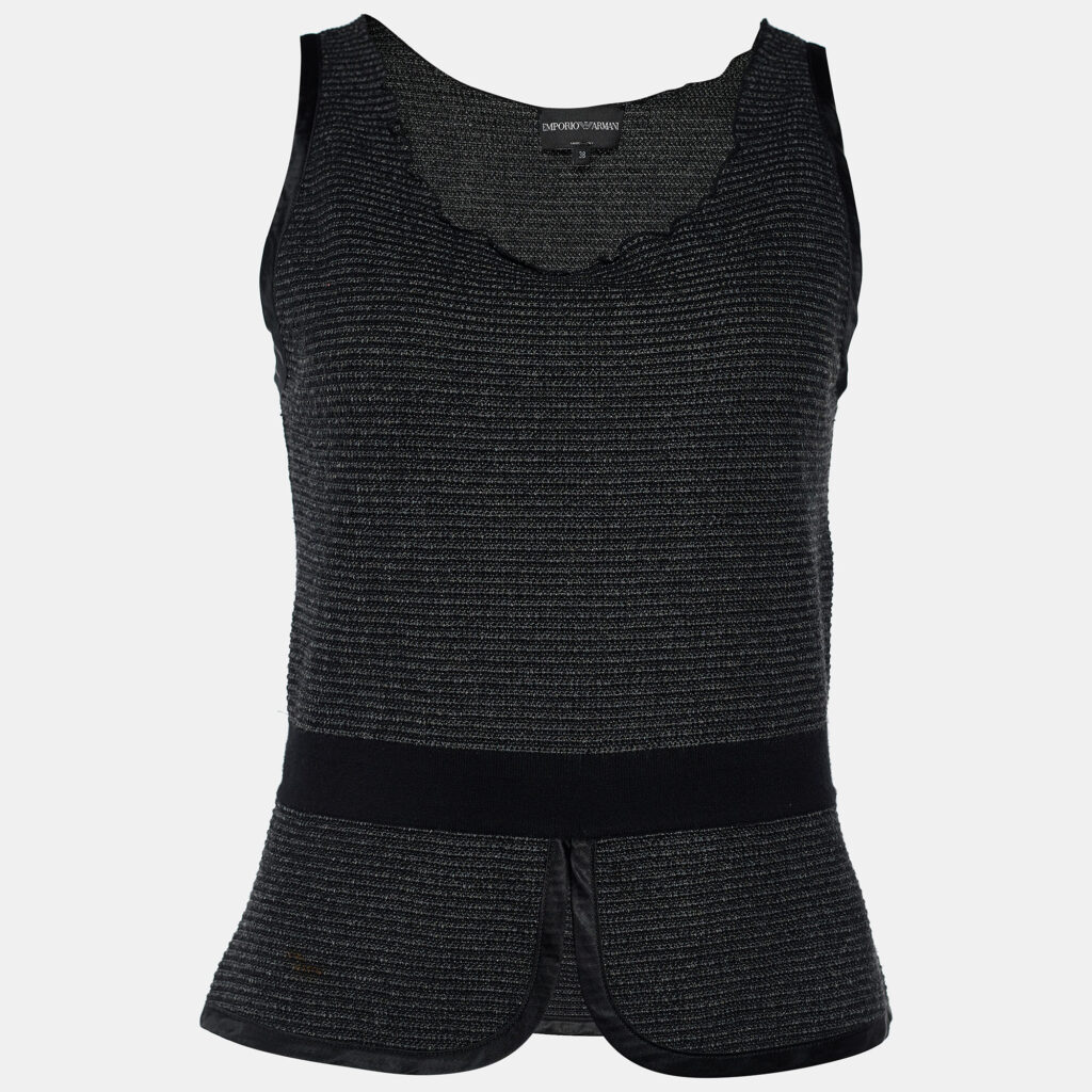 luxury-women-emporio-armani-used-clothes-p670708-001-1 Emporio Armani Black Knit Sleeveless Top S