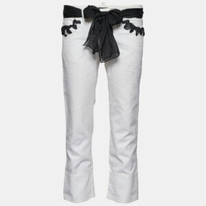 Emporio Armani White Denim Bandana Belted Jeans S Waist 31"