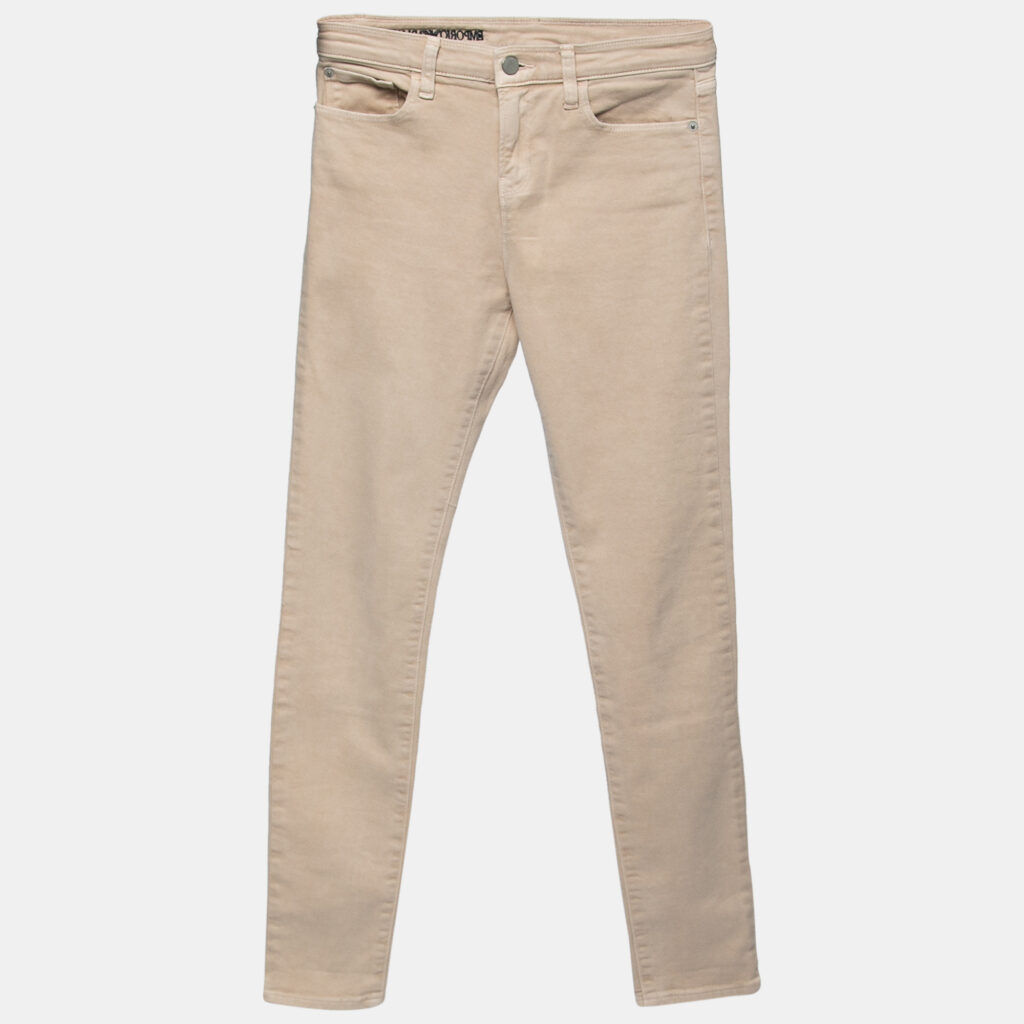 luxury-women-emporio-armani-used-clothes-p740225-009 Emporio Armani Beige Denim Logo Embroidered Skinny Jeans Waist 29"