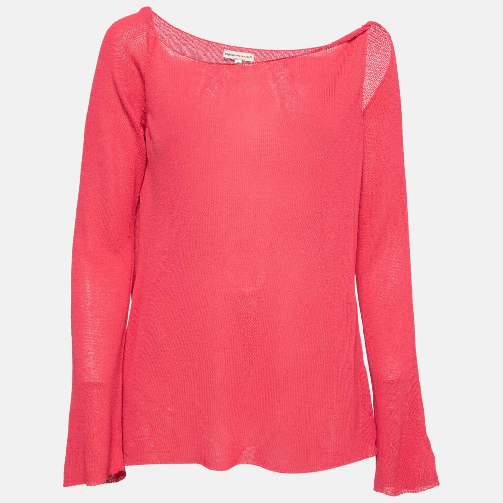 luxury-women-emporio-armani-used-clothes-p746809-001 Emporio Armani Vintage Pink Cut Out Detail Blouse L