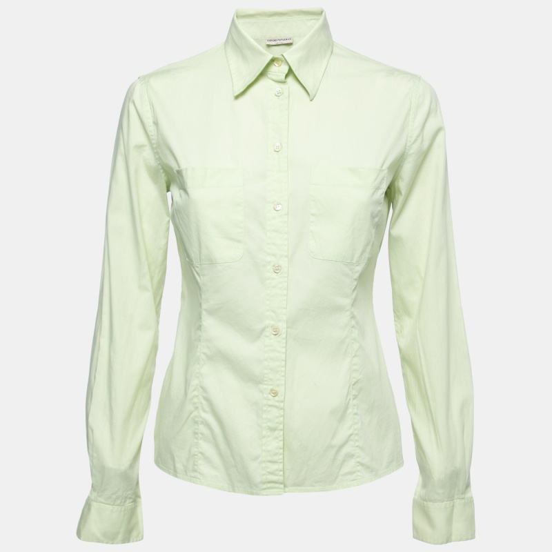 luxury-women-emporio-armani-used-clothes-p774429-1678099163-001 Emporio Armani Lime Green Cotton Button Down Shirt M