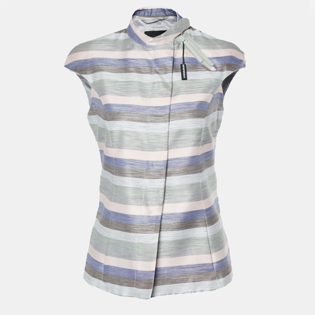 luxury-women-emporio-armani-used-clothes-p774942-004 Emporio Armani Multicolor Striped Cotton Sleeveless Vest S