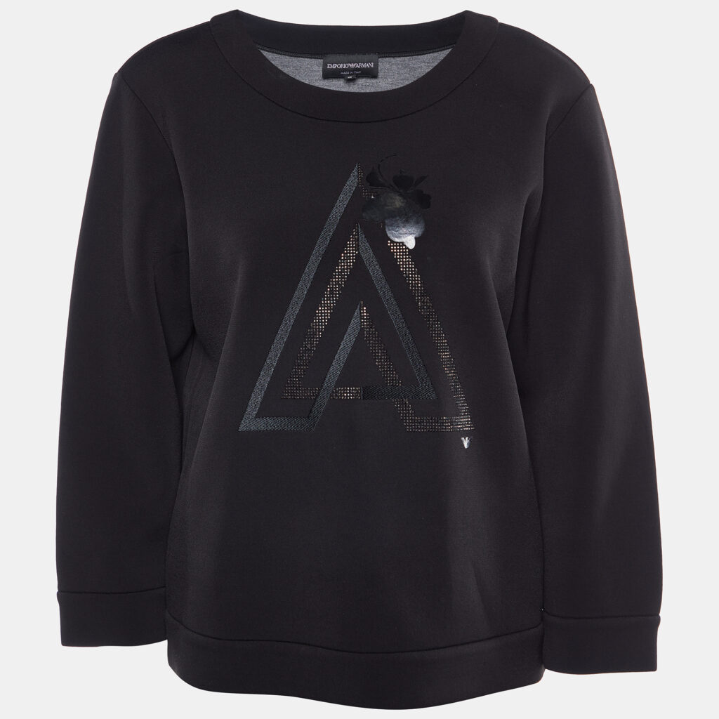 luxury-women-emporio-armani-used-clothes-p790204-001 Emporio Armani Black Jersey A Embellished Sweatshirt L