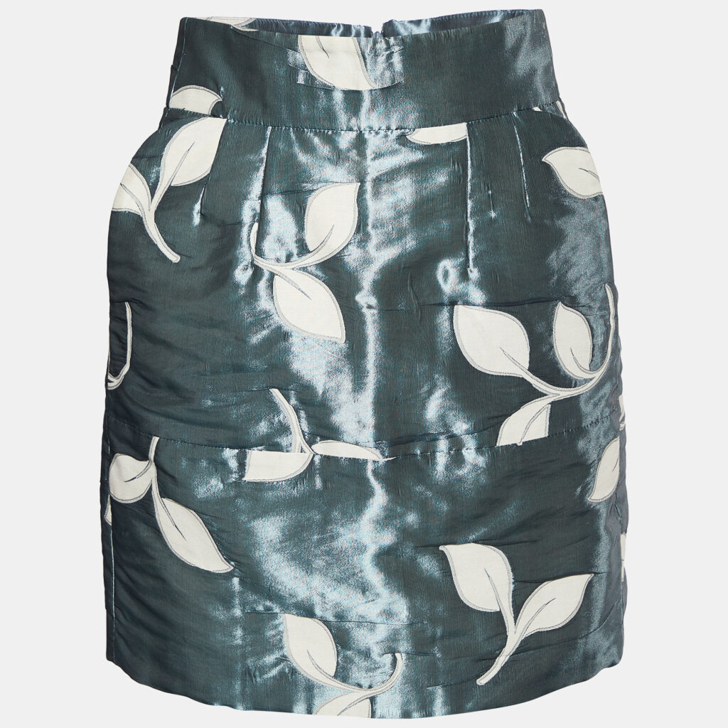 Emporio Armani Blue leaf Jacquard Mini Skirt S