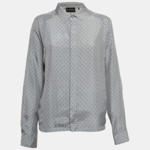 Emporio Armani Grey Paisley Print Silk Shirt S