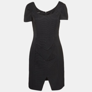 Emporio Armani Black Textured Canvas Mini Dress M