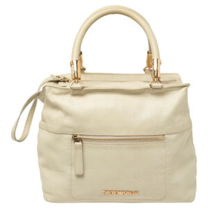 Emporio Armani Pale Green Leather Double Zip Tote