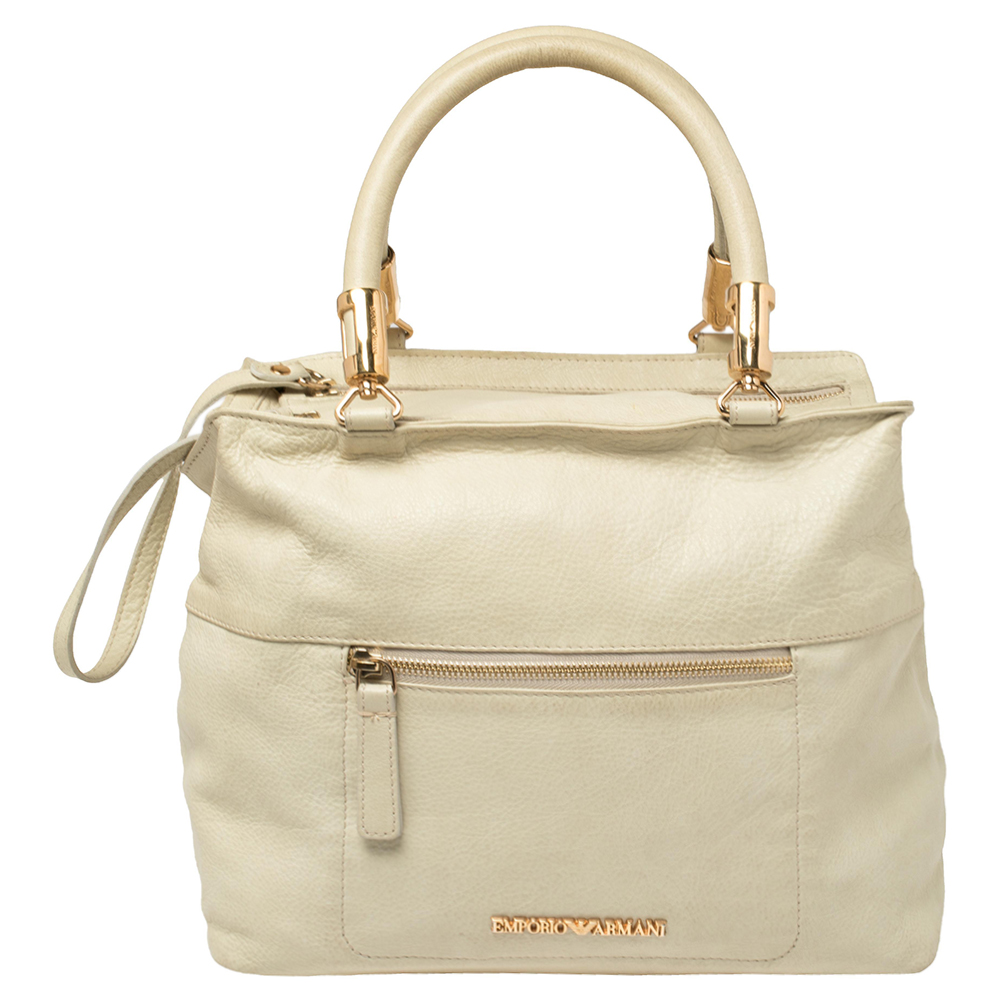 luxury-women-emporio-armani-used-handbags-p396289-014 Emporio Armani Pale Green Leather Double Zip Tote