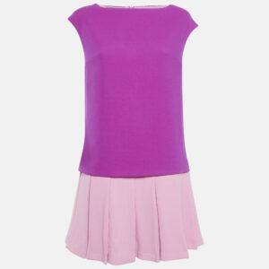 Ermanno Scervino Pink Crepe Pleated Sleeveless Mini Dress M