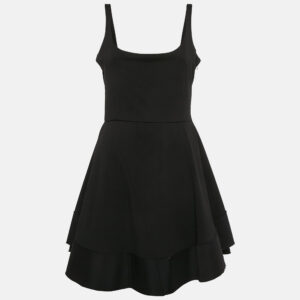 Esteban Cortazar Black Jersey Fit and Flare Mini Dress L