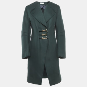 Esteban Cortazar Green Felt Mid-Length Coat M