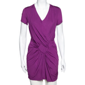 Etro Purple Draped Knit Short Sleeve Tunic L