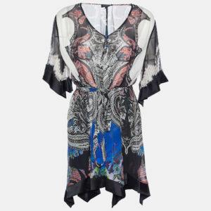 Etro Multicolor Printed Silk & Satin Trim Belted Tunic S