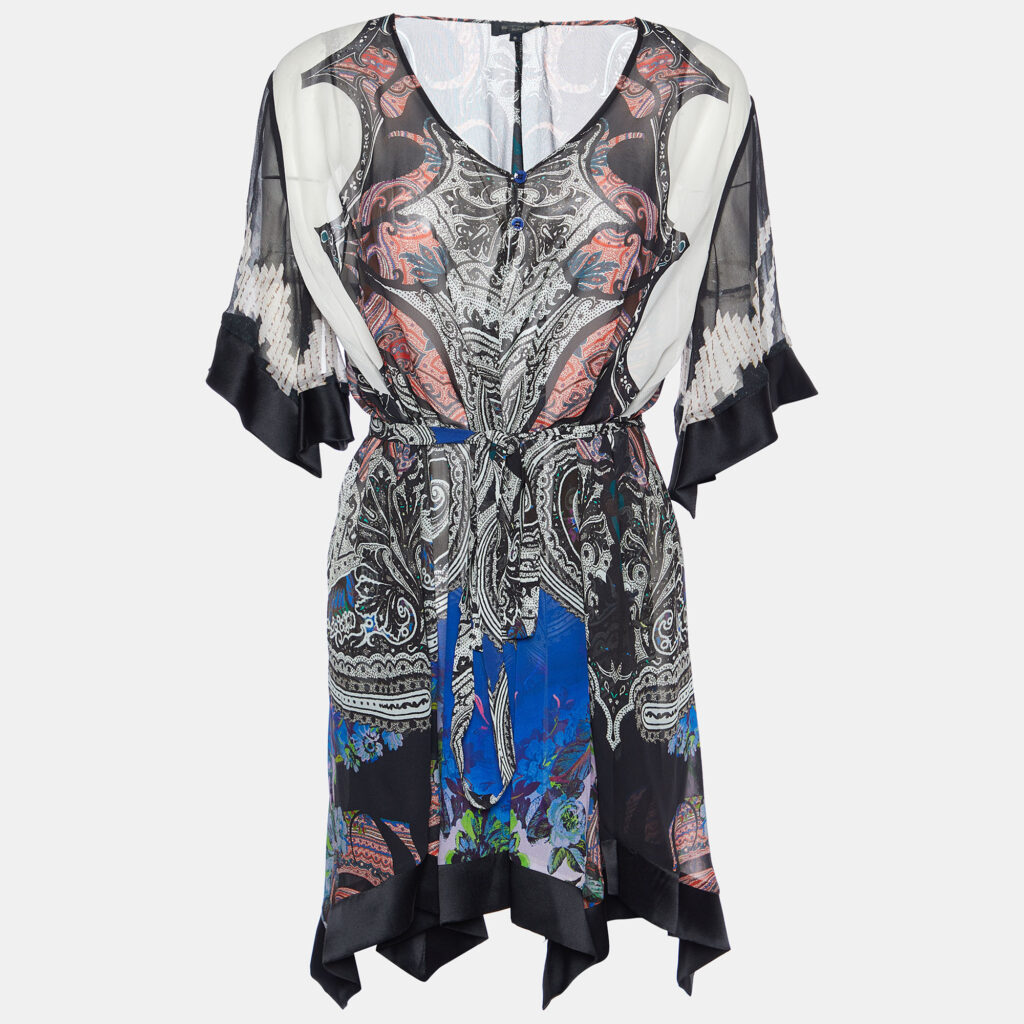 luxury-women-etro-new-clothes-p886693-001 Etro Multicolor Printed Silk & Satin Trim Belted Tunic S