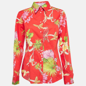 Etro Red Tropical Print Cotton Shirt L