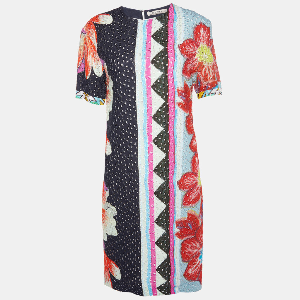 luxury-women-etro-new-clothes-p975849-004 Etro Multicolor Floral Print Embroidered Crepe Shift Dress S