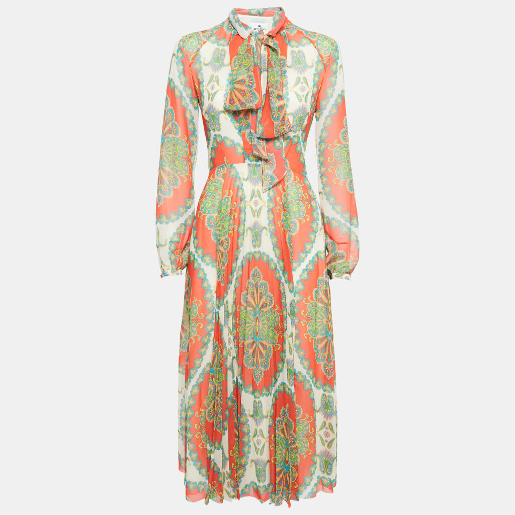 luxury-women-etro-used-clothes-p1033094-006 Etro Multicolor Paisley Print Pleated Midi Dress S