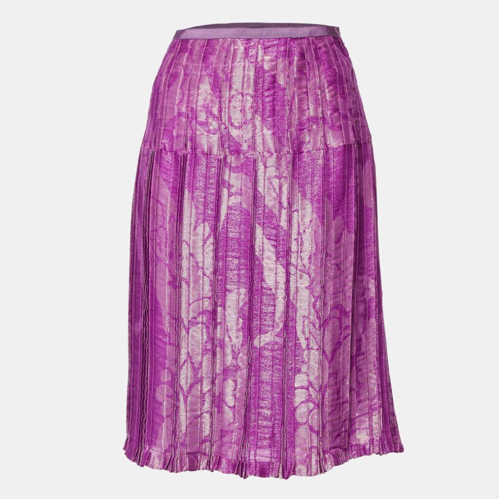 luxury-women-etro-used-clothes-p1068948-001 Etro Pink Lurex Jacquard Pleated Midi Skirt M