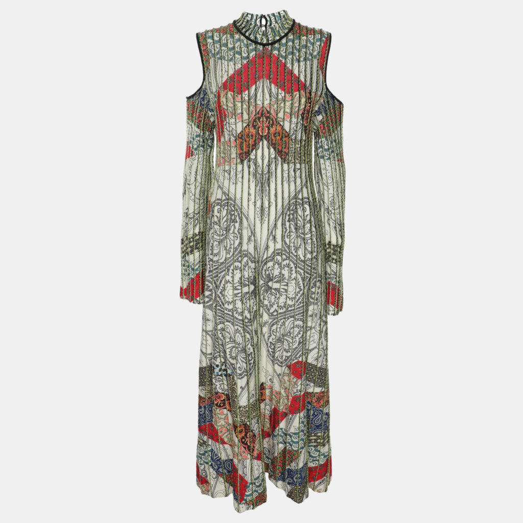 luxury-women-etro-used-clothes-p1070783-002 Etro Multicolor Paisley Printed Knit Cold Shoulder Dress M