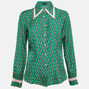 Etro Green Silk Paisley Print Button Front Shirt M